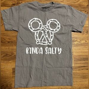 Gray Disney T-Shirt with Mickey Head Pretzel Kinda Salty